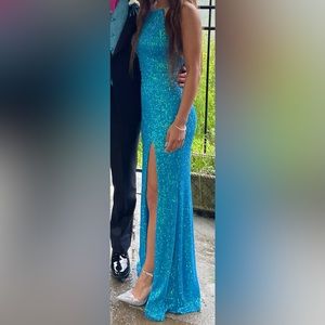 Shimmery teal/blue prom dress!